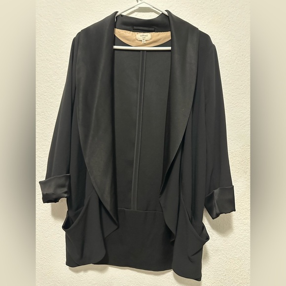 Wilfred Aritzia Chevalier Jacket Blazer Crepe Open Front 3/4 Sleeve Black Size 8 - Picture 3 of 6